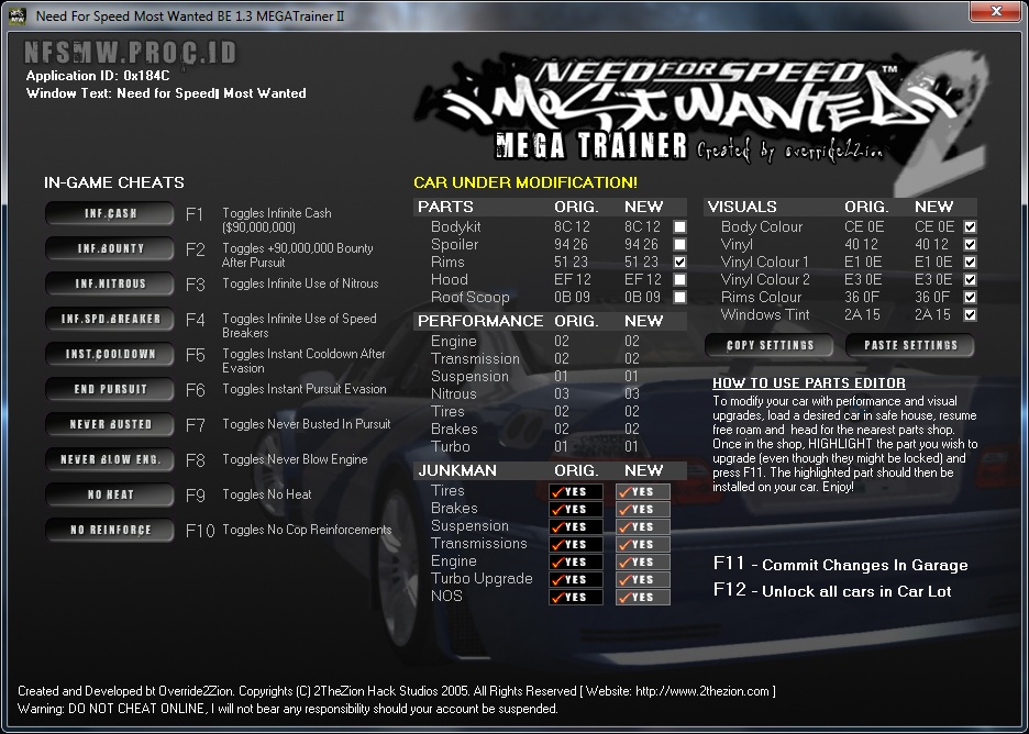 nfs most wanted 2005 trainer